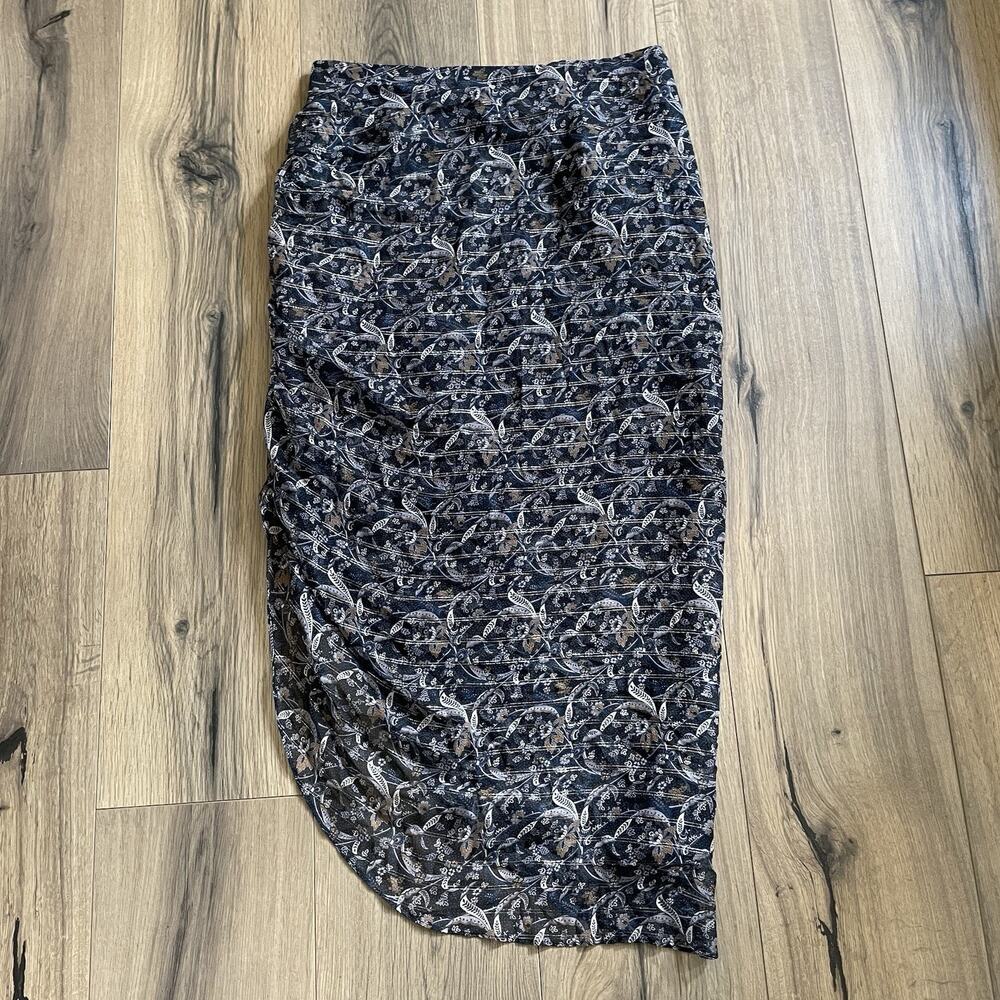 Veronica Beard Navy & White Paisley Midi Skirt - Picture 7 of 10